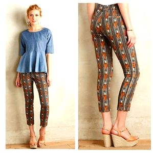 Anthropologie Cartonnier Fish Print Stripe Pants